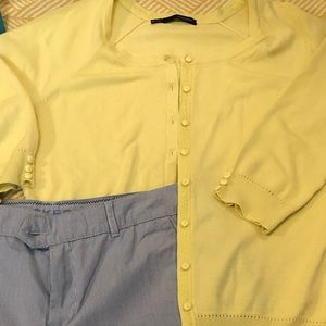 Yellow 3/4 sleeve button up cardigan